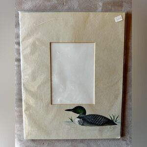 Hand Stenciled matting with Common Loon/Great Northern Diver. Ready to frame.